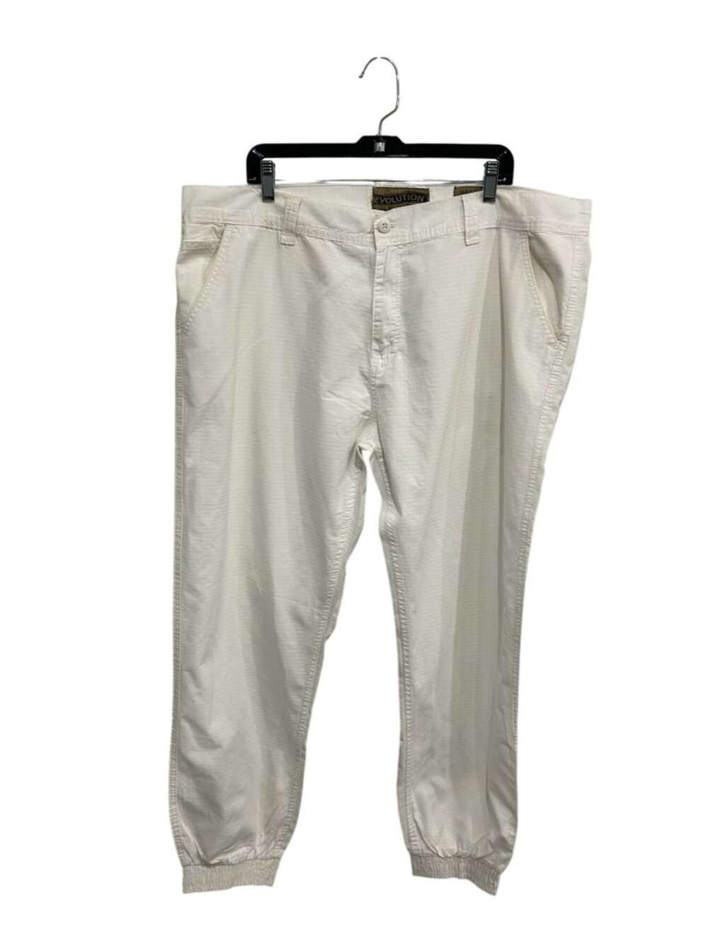 Evolution Mens 44 White Cotton Waist Pants Elastic Cuff Made In Pakistan